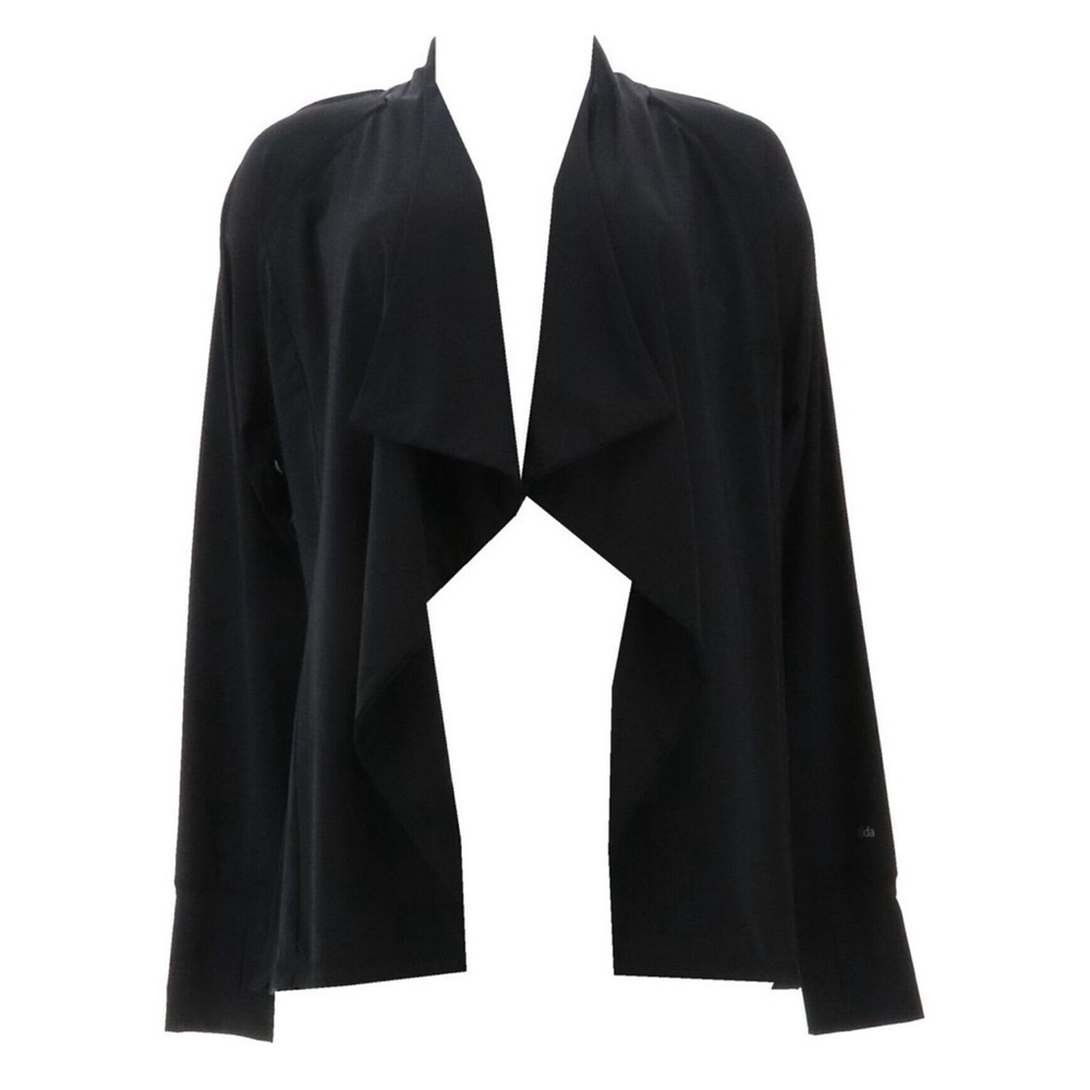 Zuda Active Z-sol Drape Front Black Cardigan Sweater S Small New NWOT - Picture 2 of 11